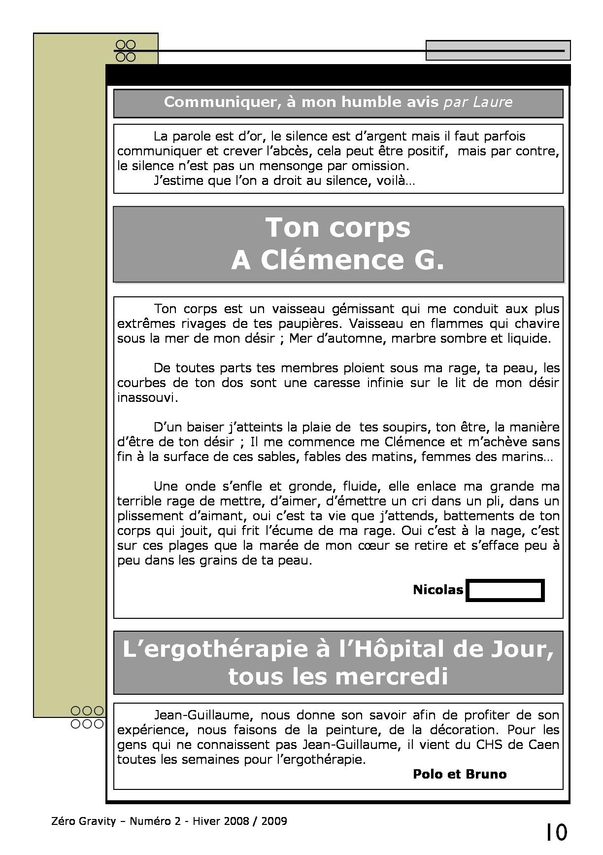 Zéro Gravity, le journal des patients de l'hôpital de jour de Trouville sur Mer